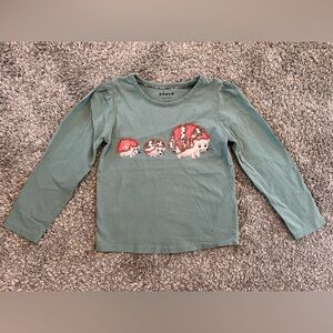 Girl’s Mini Boden Appliqué Puff-Sleeve Top, Green Hedgehog 4-5 Years